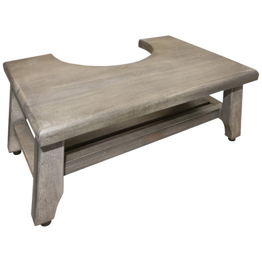 Taburete de baño de teca maciza gris de 8"