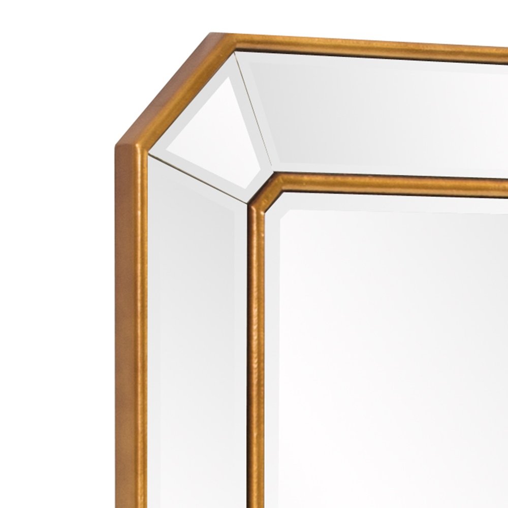 Espejo rectangular de hoja de oro con marco en ángulo