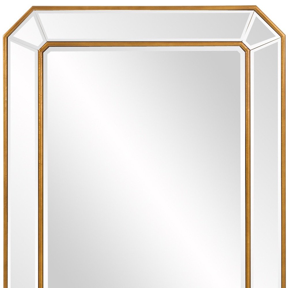 Espejo rectangular de hoja de oro con marco en ángulo