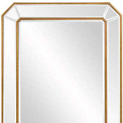 Espejo rectangular de hoja de oro con marco en ángulo