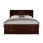 Cama Queen de madera maciza color Merlot con ocho cajones