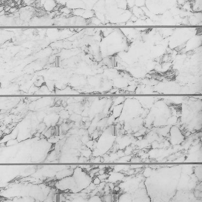Modern White Dresser With 7 Faux Marble Detailed Front Drawer.