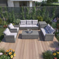 Six Piece Gray Wicker Sofa Seating Group With Table