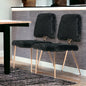 Set of Two Black and Gold Upholstered Fabric Dining Side Chairs