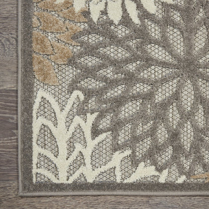 10' Gray And Ivory Indoor Outdoor Area Rug