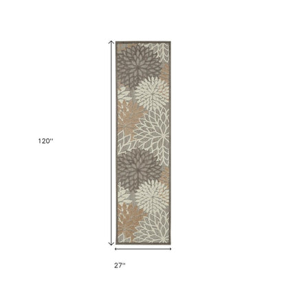 10' Gray And Ivory Indoor Outdoor Area Rug