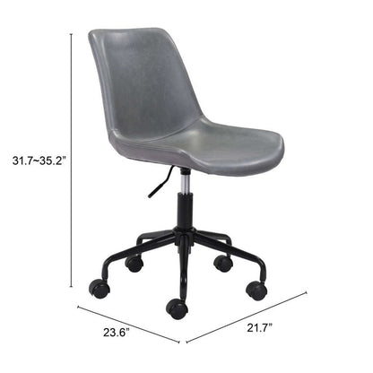 Gray and Black Adjustable Swivel Faux Leather Rolling Office Chair