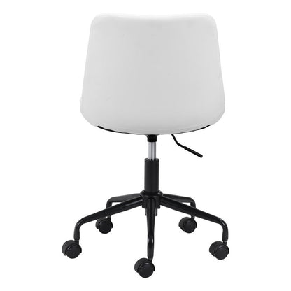 Silla de oficina giratoria ajustable de piel sintética en blanco y negro