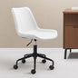 Silla de oficina giratoria ajustable de piel sintética en blanco y negro