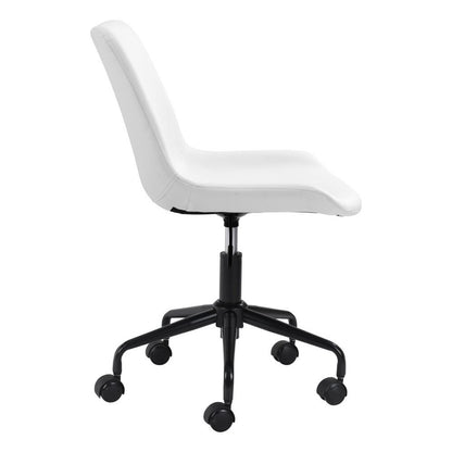 Silla de oficina giratoria ajustable de piel sintética en blanco y negro