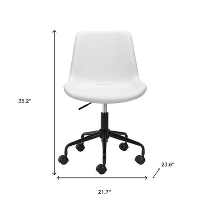 Silla de oficina giratoria ajustable de piel sintética en blanco y negro