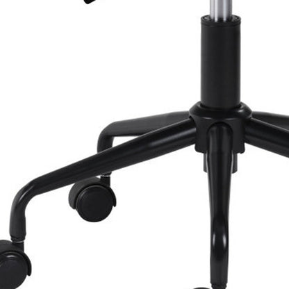 Silla de oficina giratoria ajustable de piel sintética en blanco y negro