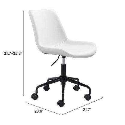 Silla de oficina giratoria ajustable de piel sintética en blanco y negro