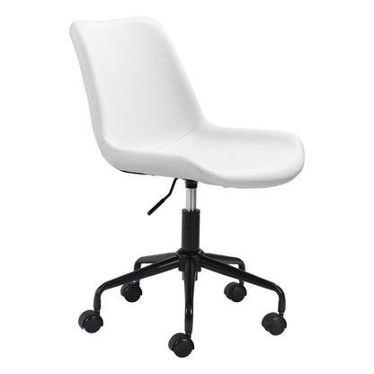 Silla de oficina giratoria ajustable de piel sintética en blanco y negro