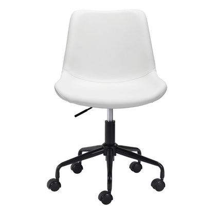 Silla de oficina giratoria ajustable de piel sintética en blanco y negro