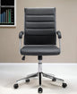 Silla de oficina giratoria ajustable de cuero sintético con ruedas para conferencias, color plateado y negro