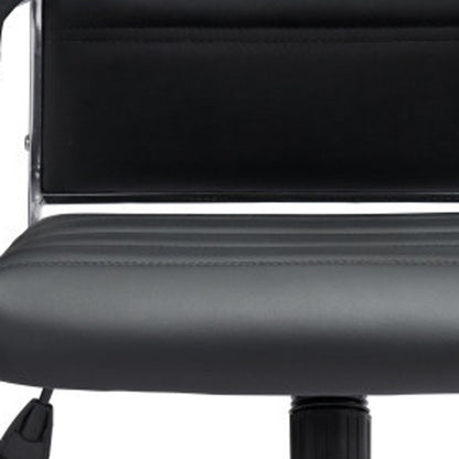 Silla de oficina giratoria ajustable de cuero sintético con ruedas para conferencias, color plateado y negro