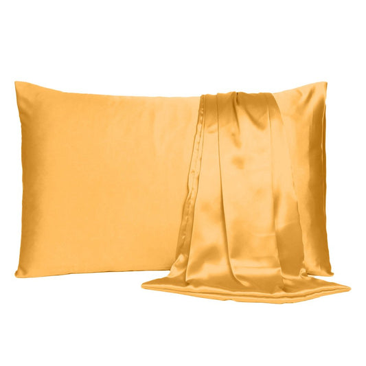 Funda de almohada tamaño king de satén sedoso de ensueño color albaricoque