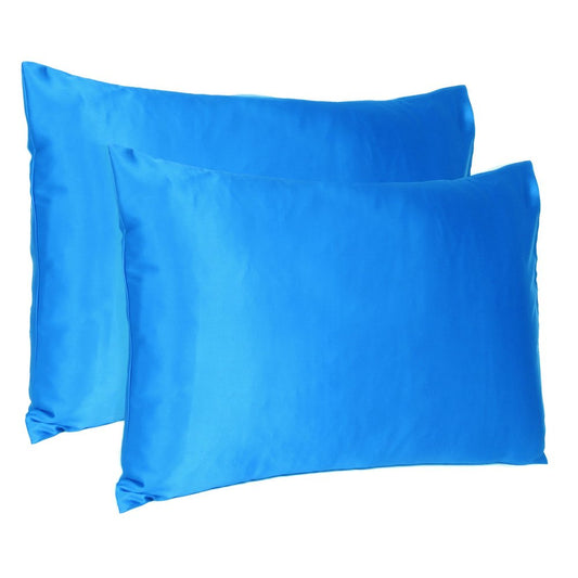Juego de 2 fundas de almohada tamaño queen de satén sedoso Blue Dreamy