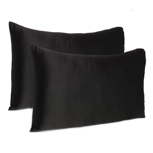Juego de 2 fundas de almohada Queen de satén sedoso Black Dreamy