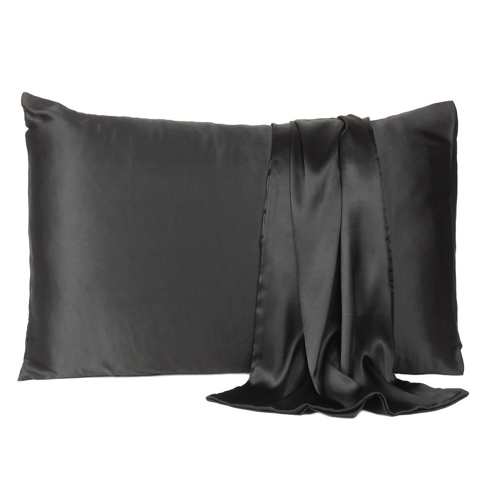 Juego de 2 fundas de almohada Queen de satén sedoso Black Dreamy