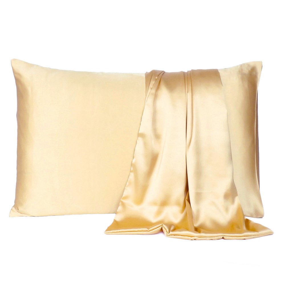 Juego de 2 fundas de almohada Queen de satén sedoso en amarillo pálido Dreamy