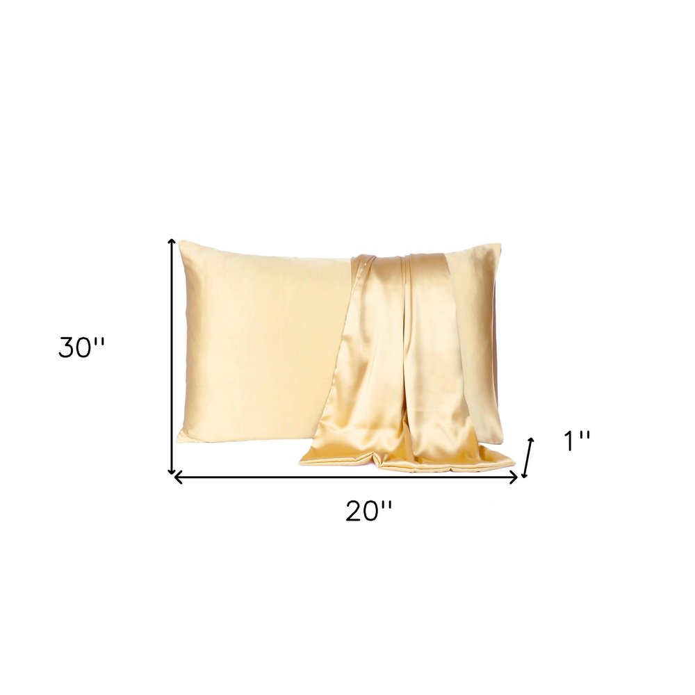 Juego de 2 fundas de almohada Queen de satén sedoso en amarillo pálido Dreamy