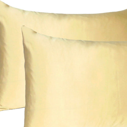 Juego de 2 fundas de almohada Queen de satén sedoso en amarillo pálido Dreamy
