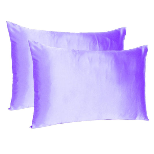 Juego de 2 fundas de almohada tamaño queen de satén sedoso Purple Dreamy