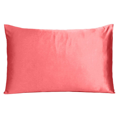 Juego de 2 fundas de almohada tamaño queen de satén sedoso Coral Dreamy