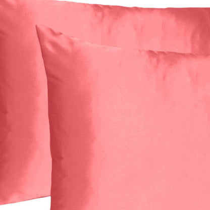 Juego de 2 fundas de almohada tamaño queen de satén sedoso Coral Dreamy