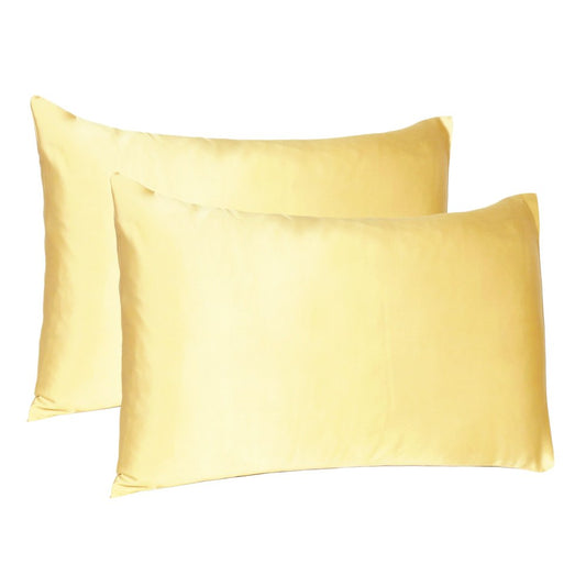 Juego de 2 fundas de almohada Queen de satén sedoso Gold Dreamy