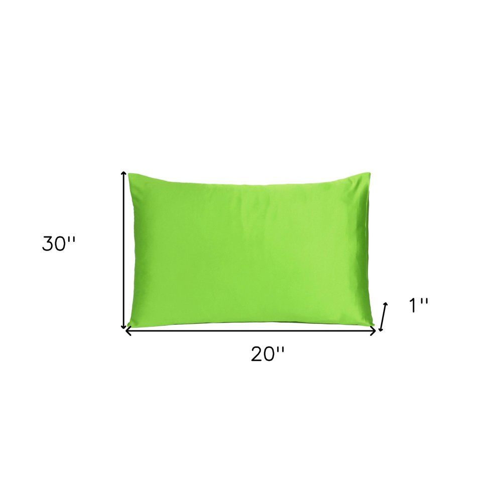 Juego de 2 fundas de almohada Queen de satén sedoso en color verde brillante y soñador