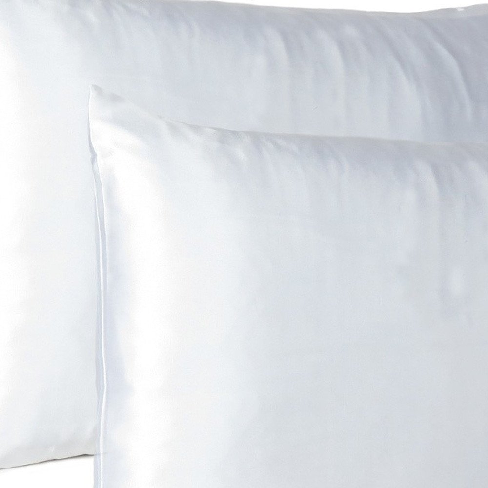 Juego de 2 fundas de almohada Queen de satén sedoso White Dreamy