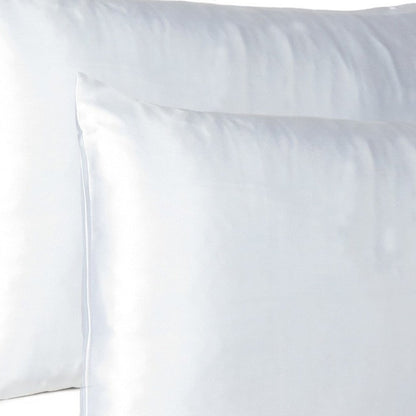 Juego de 2 fundas de almohada Queen de satén sedoso White Dreamy