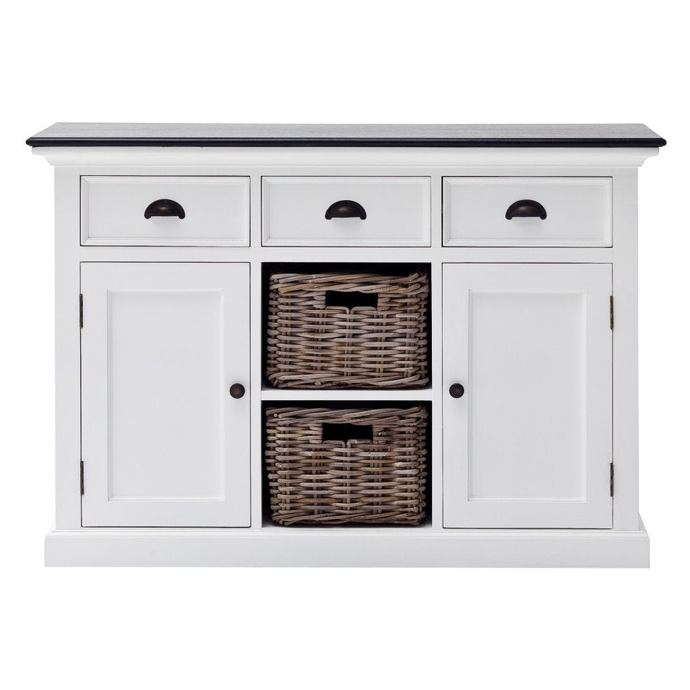Modern Farmhouse Black And White Large Accent Cabinet