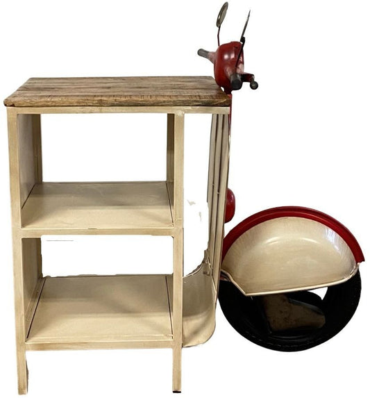 Mueble para scooter rústico en color rojo y vainilla