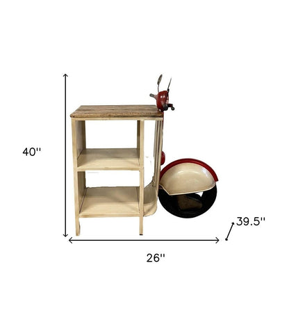 Mueble para scooter rústico en color rojo y vainilla