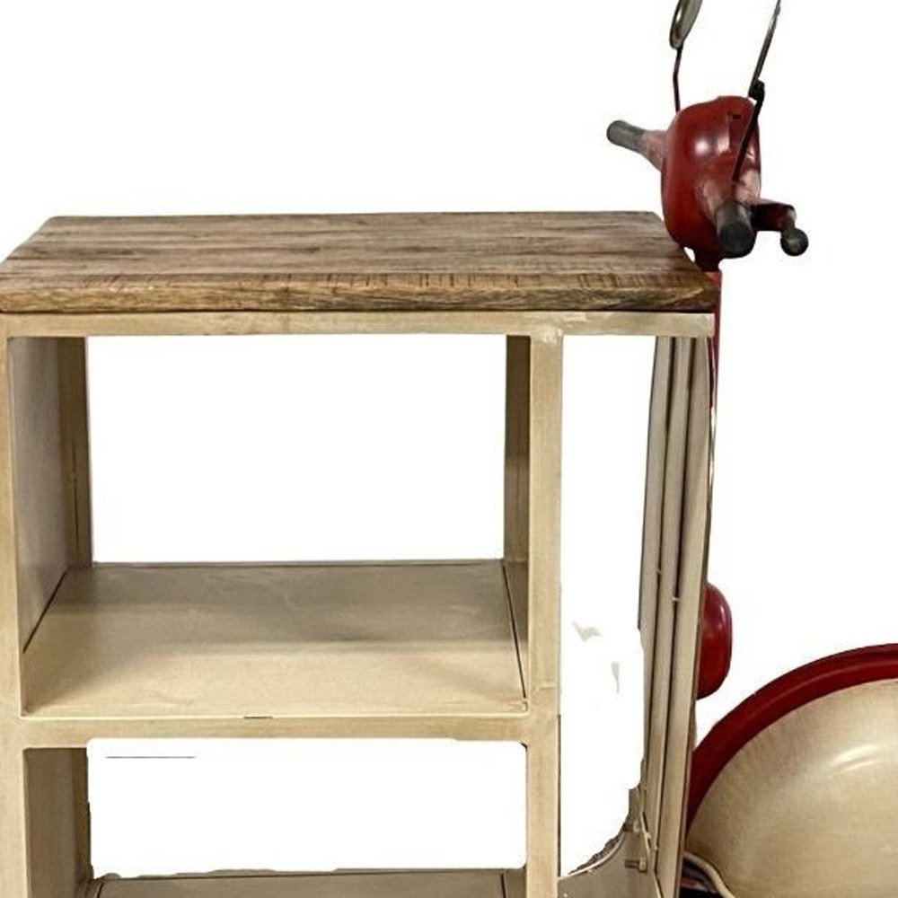 Mueble para scooter rústico en color rojo y vainilla