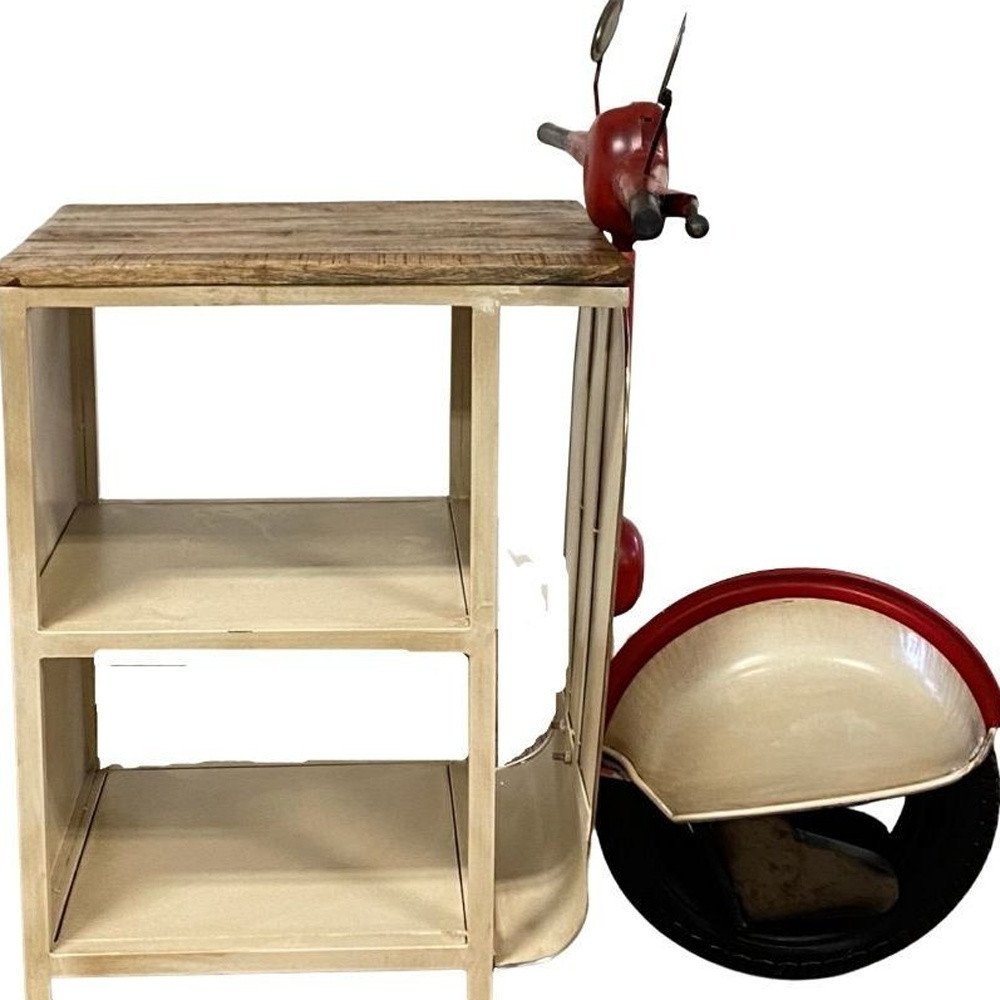 Mueble para scooter rústico en color rojo y vainilla