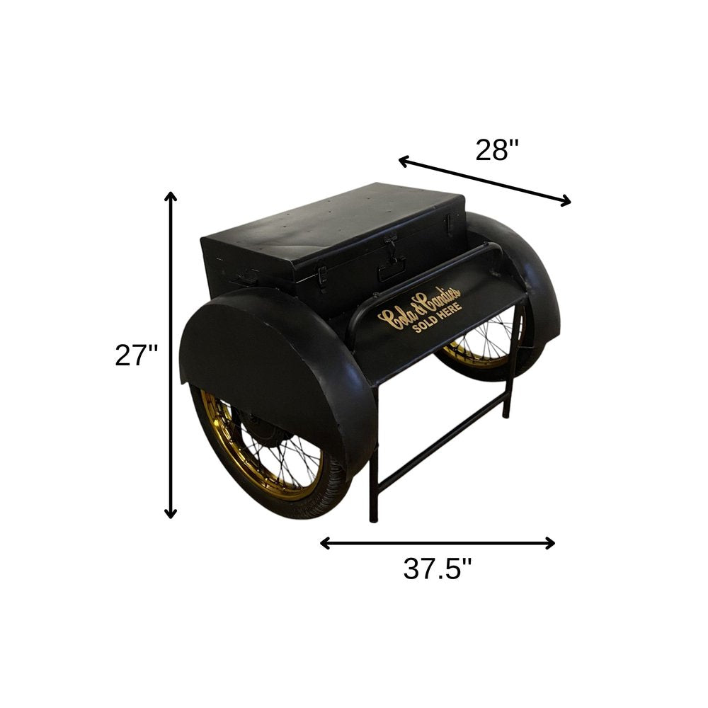 Black Old Time Delivery Box Table With Storage