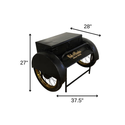 Black Old Time Delivery Box Table With Storage