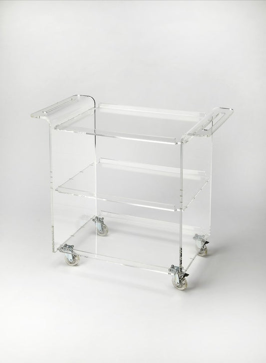 Carrito de barra con ruedas para servidor de acrílico transparente