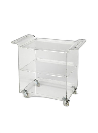 Carrito de barra con ruedas para servidor de acrílico transparente