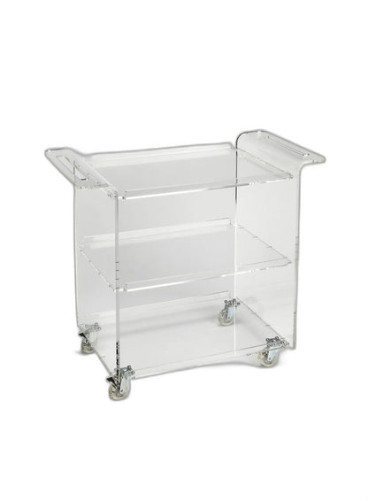 Carrito de barra con ruedas para servidor de acrílico transparente