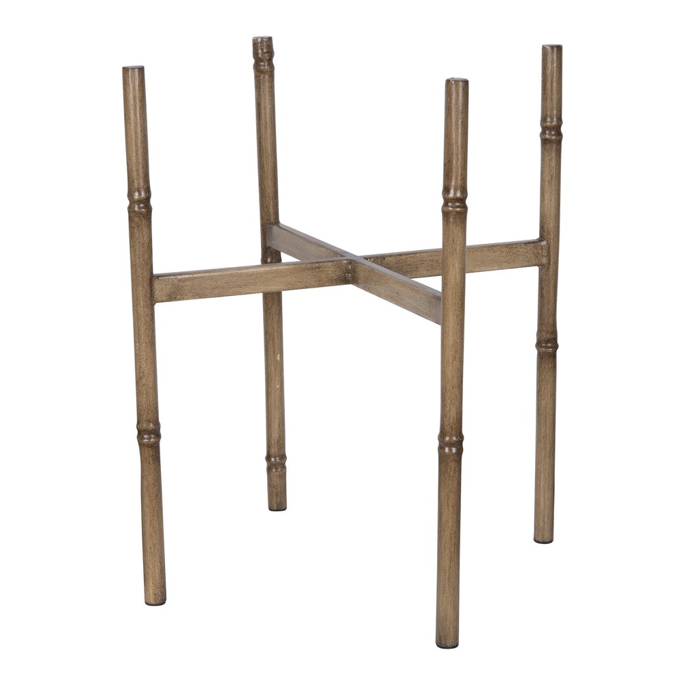 Maceta elevada redonda geométrica de madera maciza marrón de 14" para interior y exterior