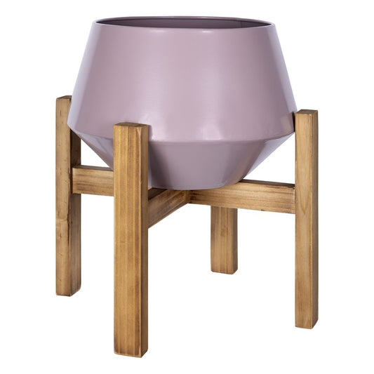 Pink Metal Hexagon Planter Box With Stand