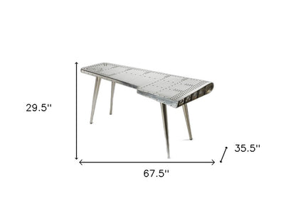 Escritorio de metal plateado de 68"