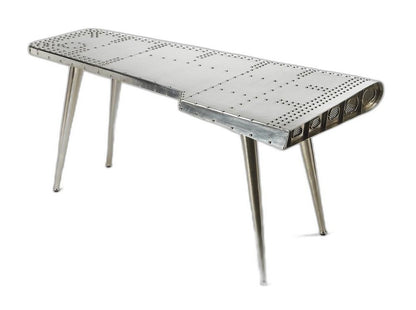 Escritorio de metal plateado de 68"