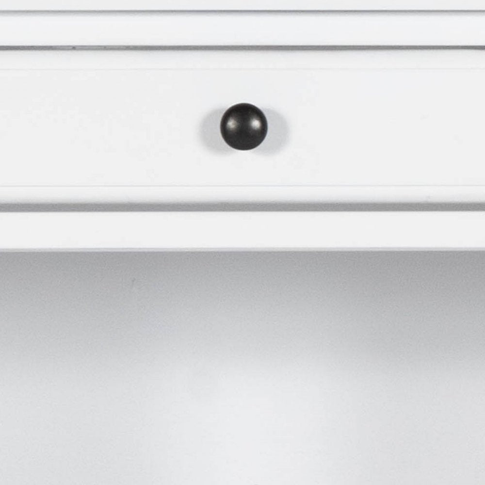 40" White Acacia Wood Writing Desk With Five Drawers